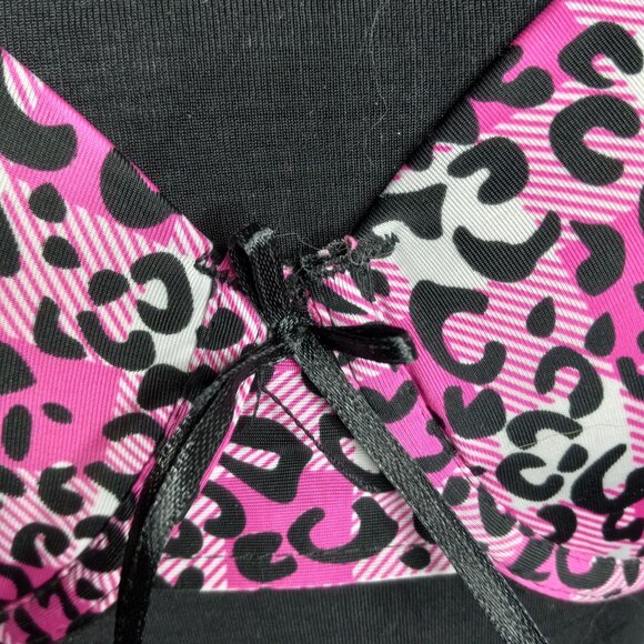 Inteco Intimates Bra 34C Pink Black Leopard Print Adjustable Straps Lingerie NEW - Picture 2 of 6